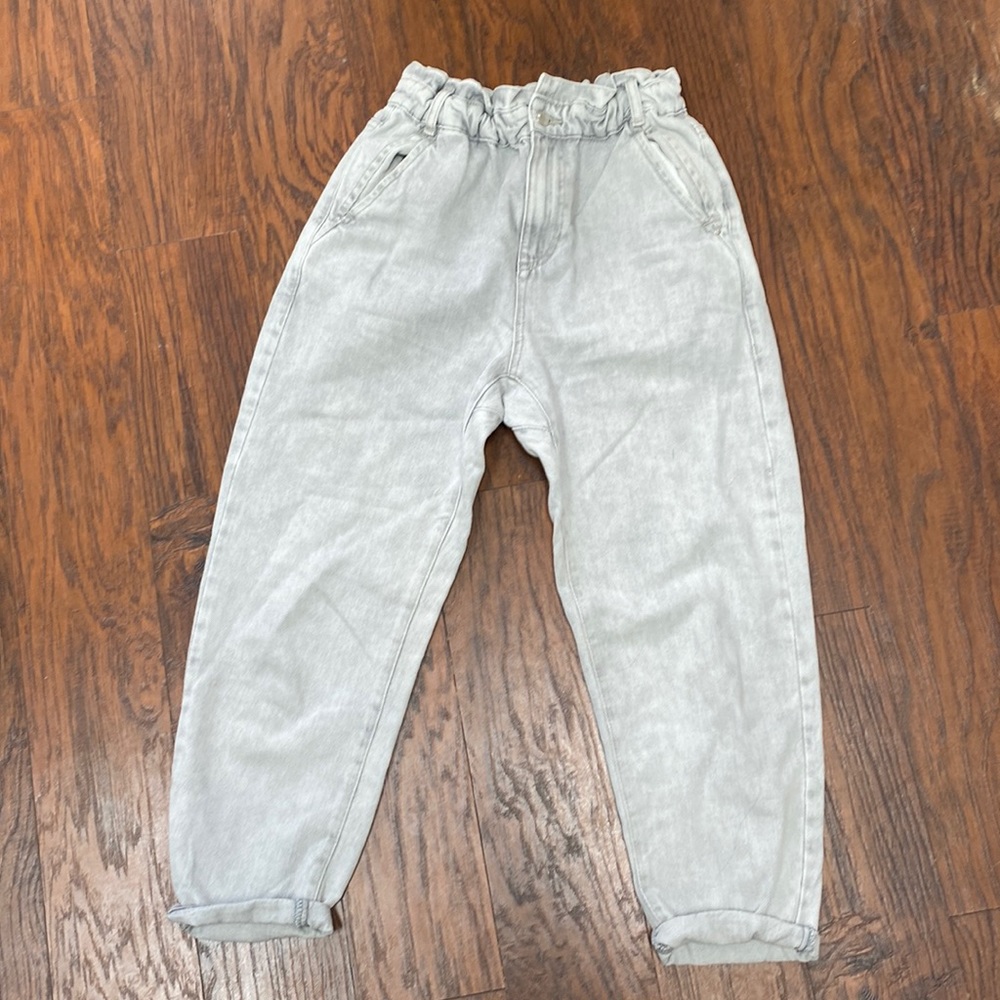 Light gray Zara paper bag jeans